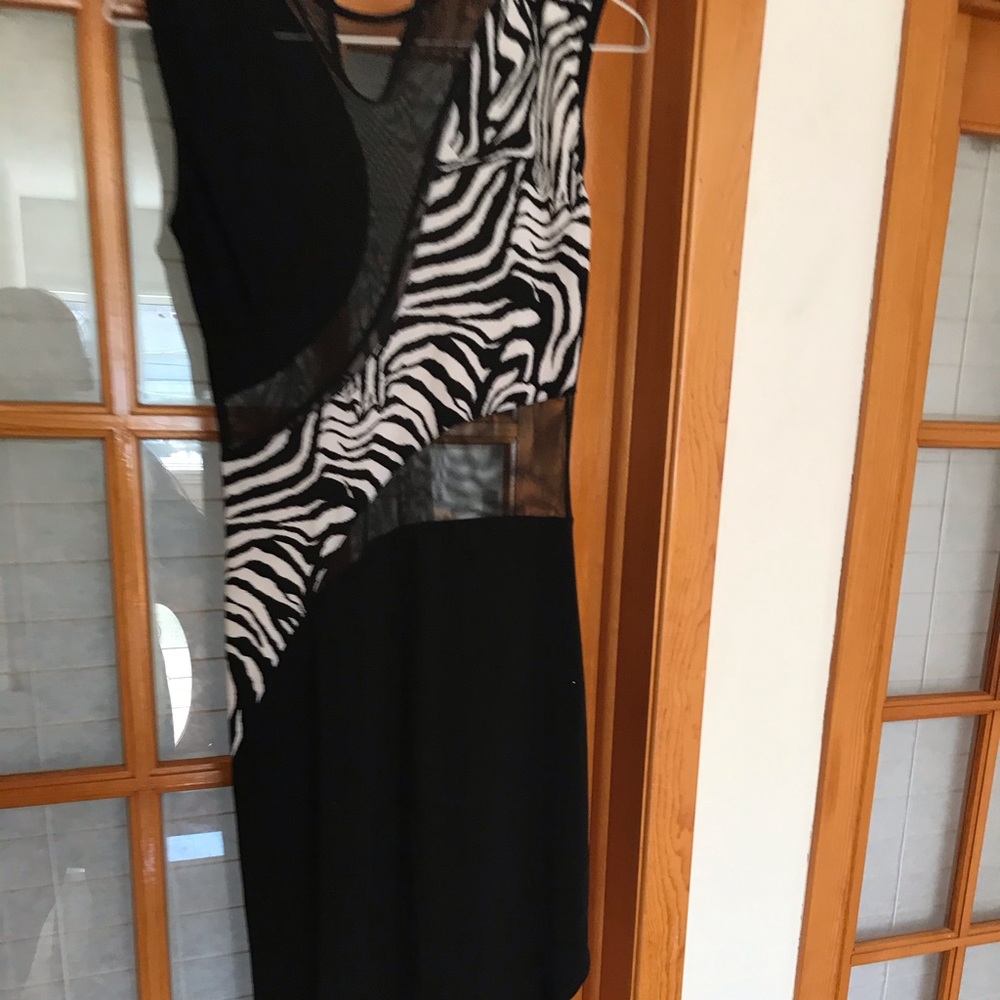 Black and white with net evening /latin dance strechy dress